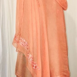 Vintage Large Peach Colored Indian Scarf/Shawl